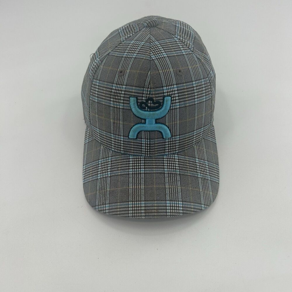 Youth Boys Hooey Western Cowboy Gray Blue Plaid Hat Flex Golf Cap Fast Shipping